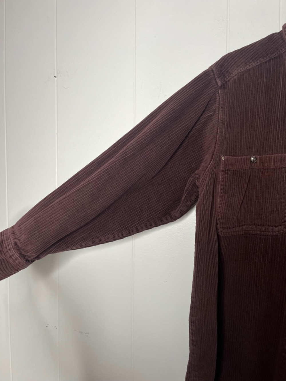 VTG Wide Wale Corduroy Button-Up Shirt Jacket in Brown 100% Cotton Women's L - Picture 4 of 6
